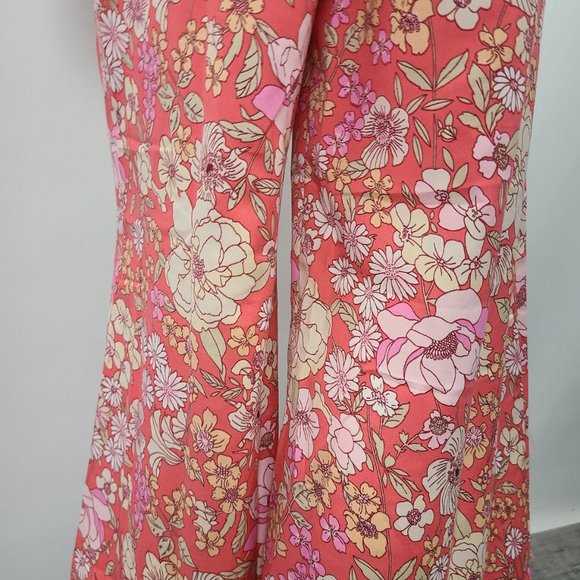 B.O.G Collection Pink Floral Wide Leg Sleeveless Jumpsuit Size M - Picture 12 of 16